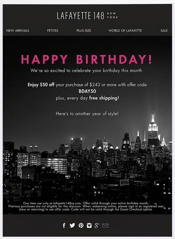 VIP birthday email